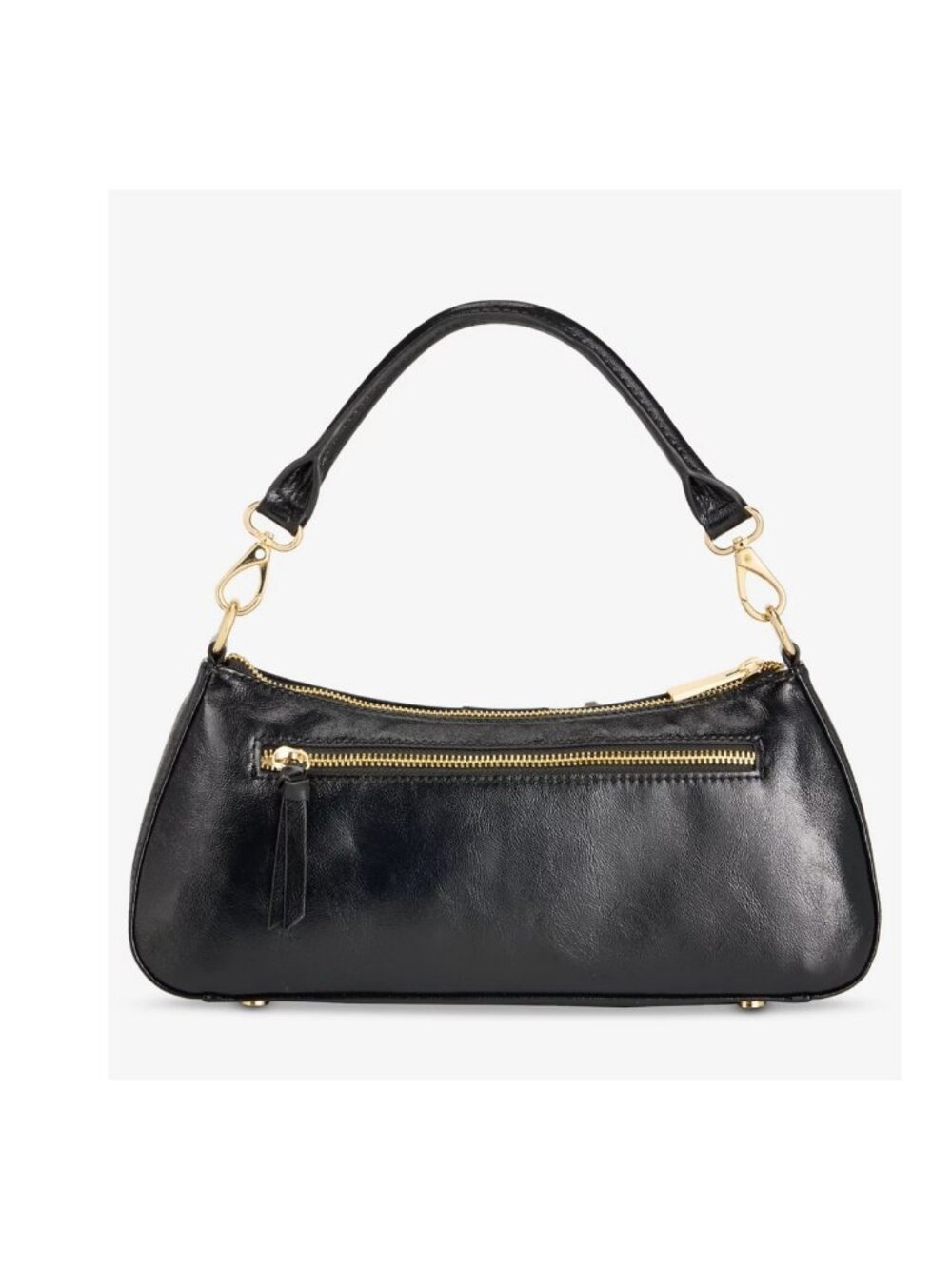 On 34th Jynna glazed baguette shiny women's top handle shoulder bag - Black - Picture 6 of 13
